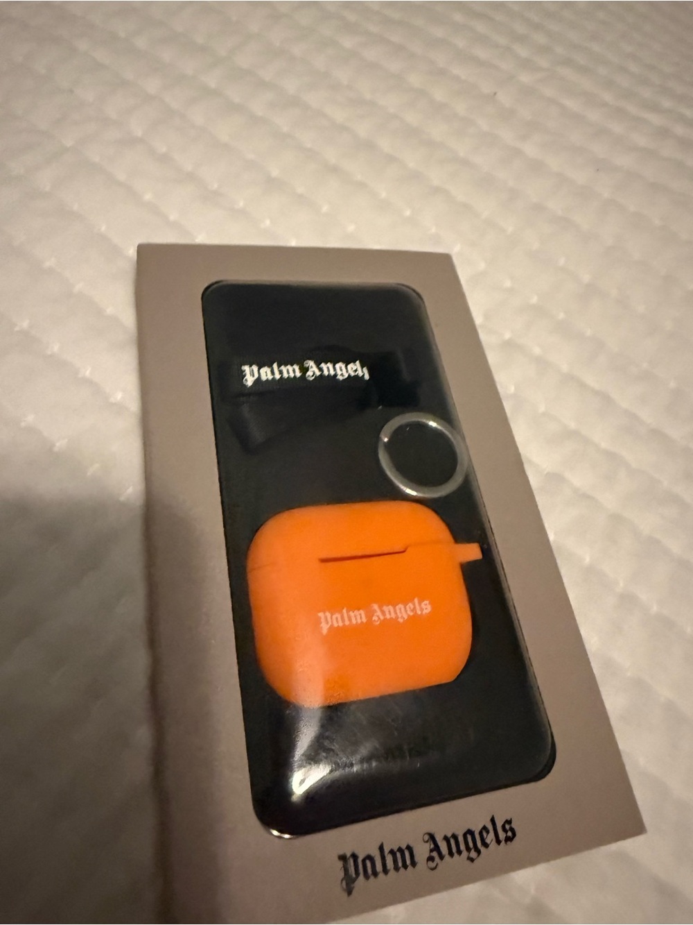 Palm Angels Orange Silicone AirPod Case with Keyring